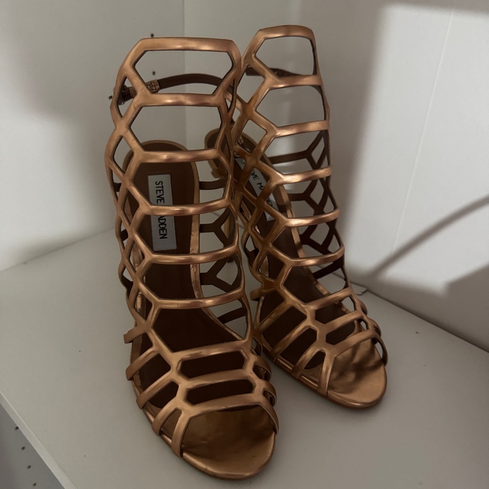 Steve Madden Women's Metallic Cage Heels